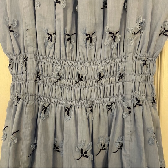 Ann Mashburn Blue Floral Printed Ruched Waist Long Dress Womens XS 100% Cotton - Picture 7 of 14